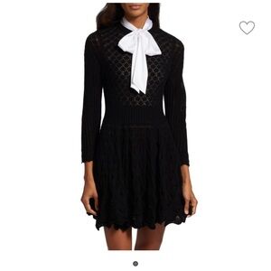 Alice + Olivia | Dresses | Alice Olivia Gin Mini Dress Womens Large Black Pointelle  Lace Knitted Back Zip | Poshmark